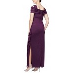 Alex Evenings Women's Long Cold Shoulder Dress (Petite and Regular Sizes)