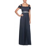 Alex Evenings Women's Long Cold Shoulder Dress (Petite and Regular Sizes)