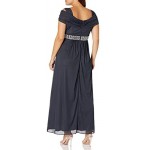 Alex Evenings Women's Long Cold Shoulder Dress (Petite and Regular Sizes)