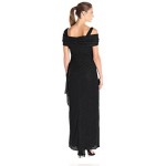 Alex Evenings Women's Long Cold Shoulder Dress (Petite and Regular Sizes)