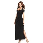 Alex Evenings Women's Long Cold Shoulder Dress (Petite and Regular Sizes)