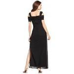 Alex Evenings Women's Long Cold Shoulder Dress (Petite and Regular Sizes)