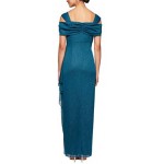 Alex Evenings Women's Long Cold Shoulder Dress (Petite and Regular Sizes)