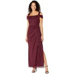 Alex Evenings Women's Long Cold Shoulder Dress (Petite and Regular Sizes)