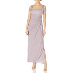 Alex Evenings Women's Long Cold Shoulder Dress (Petite and Regular Sizes)