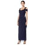 Alex Evenings Women's Long Cold Shoulder Dress (Petite and Regular Sizes)