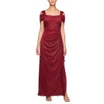 Alex Evenings Women's Long Cold Shoulder Dress (Petite and Regular Sizes)