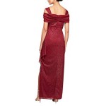 Alex Evenings Women's Long Cold Shoulder Dress (Petite and Regular Sizes)