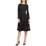 Calvin Klein Women's Long Sleeve A-line Dress with Illsusion Insets