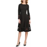 Calvin Klein Women's Long Sleeve A-line Dress with Illsusion Insets