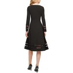 Calvin Klein Women's Long Sleeve A-line Dress with Illsusion Insets