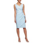 Alex Evenings Women's Slimming Short Ruched Dress with Ruffle(Petite and Regular)