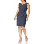 Alex Evenings Women's Slimming Short Ruched Dress with Ruffle(Petite and Regular)