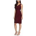 Alex Evenings Women's Slimming Short Ruched Dress with Ruffle(Petite and Regular)