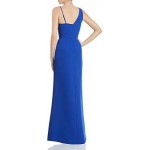 BCBG Max Azria Women's Asymmetrical Side Slit Sleeveless V-Neck Column Gown