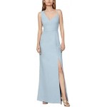 BCBG Max Azria Women's Asymmetrical Side Slit Sleeveless V-Neck Column Gown