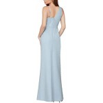 BCBG Max Azria Women's Asymmetrical Side Slit Sleeveless V-Neck Column Gown