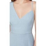 BCBG Max Azria Women's Asymmetrical Side Slit Sleeveless V-Neck Column Gown