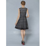 Polyester/Lace With Lace Knee Length Dress