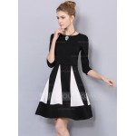 Polyester/Cotton With Stitching Above Knee Dress