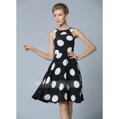 Polyester/Satin With Print Knee Length Dress