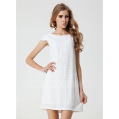 Polyester/Chiffon With Lace Above Knee Dress