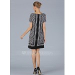 Polyester/Linen With Print Knee Length Dress