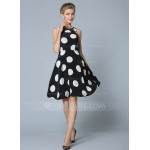 Polyester/Satin With Print Knee Length Dress