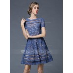 Polyester/Cotton/Lace With Stitching Above Knee Dress