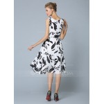 Polyester/Chiffon With Print Knee Length Dress