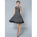 Polyester/Lace With Lace Knee Length Dress