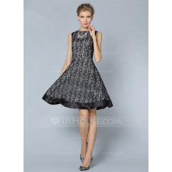 Polyester/Lace With Lace Knee Length Dress