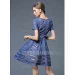 Polyester/Cotton/Lace With Stitching Above Knee Dress