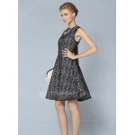 Polyester/Lace With Lace Knee Length Dress