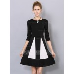 Polyester/Cotton With Stitching Above Knee Dress