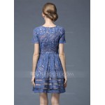 Polyester/Cotton/Lace With Stitching Above Knee Dress