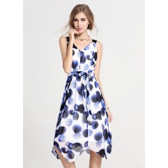 Polyester With Print Knee Length Dress