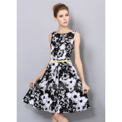 Polyester With Print Knee Length Dress