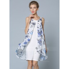 Polyester/Chiffon With Print Above Knee Dress