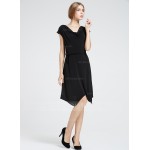 Polyester With Stitching Knee Length Dress