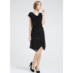 Polyester With Stitching Knee Length Dress