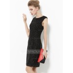 Polyester With Lace Knee Length Dress