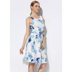 Polyester/Cotton With Print Knee Length Dress