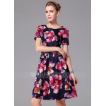 Polyester/Cotton With Print Knee Length Dress