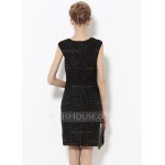 Polyester With Lace Knee Length Dress