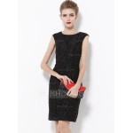 Polyester With Lace Knee Length Dress