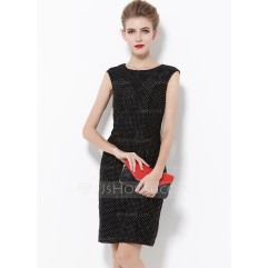 Polyester With Lace Knee Length Dress