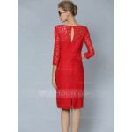 Polyester/Lace With Lace Knee Length Dress