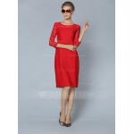 Polyester/Lace With Lace Knee Length Dress