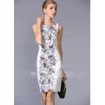 Polyester/Silk With Print Above Knee Dress